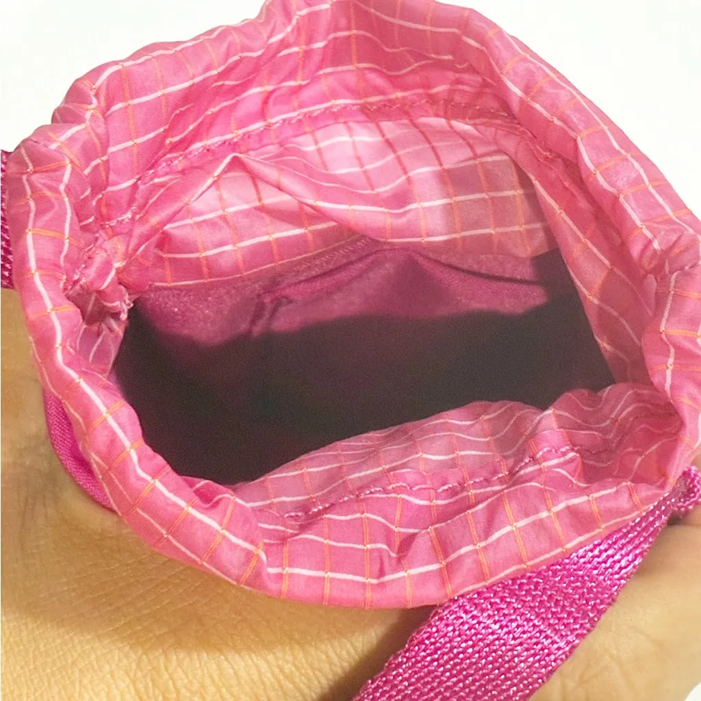 Lululemon Drawcord Top-Cinch Crossbody Small Phone Purse Pink Nylon Bag - Image 3