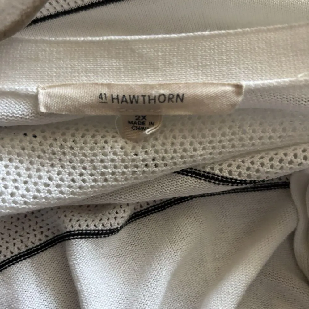 41 Hawthorn Stitch Fix Cardigan Womens 2X Multicolor Stripe Open Knit Sweater - Image 7