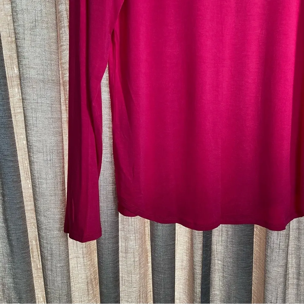 Calvin Klein Pink Long Sleeve Stretch Scoop Neck Tee Shirt Size Medium - Image 11