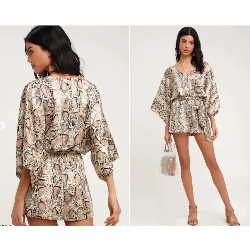 Lulus Snake Print Romper Size Medium - Image 2