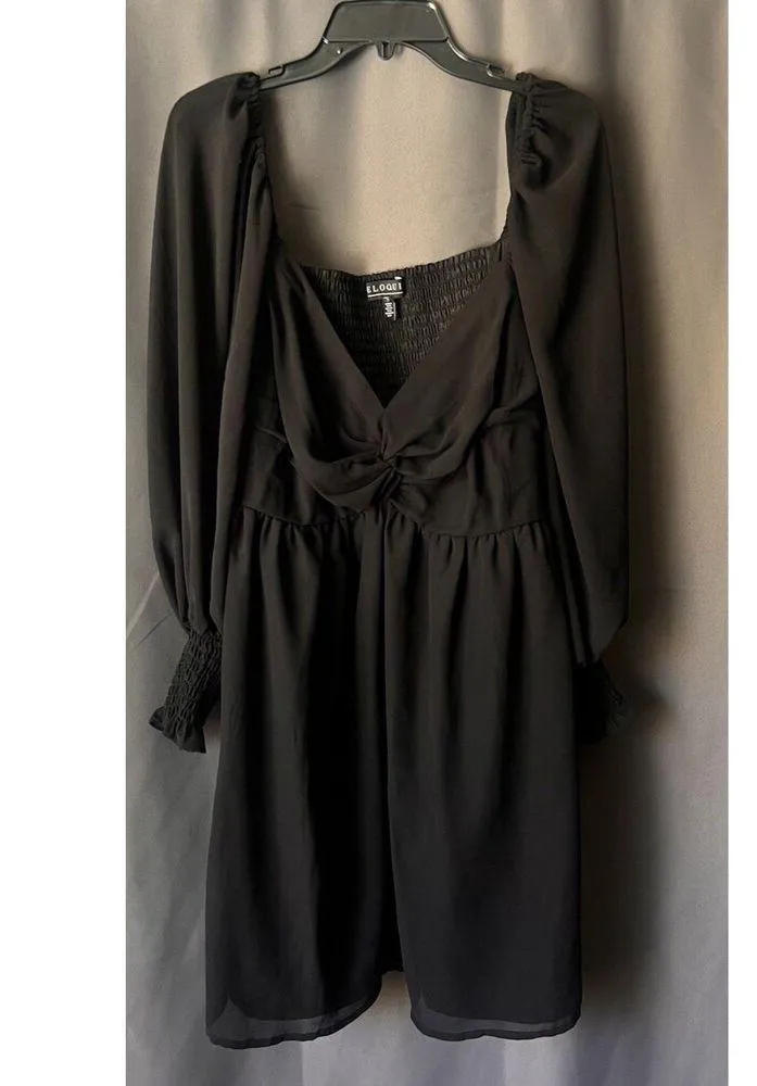 Eloquii Twisted Bodice Mini Dress Babydoll Smocked Empire Waist 22 Flowy Stretch - Image 3