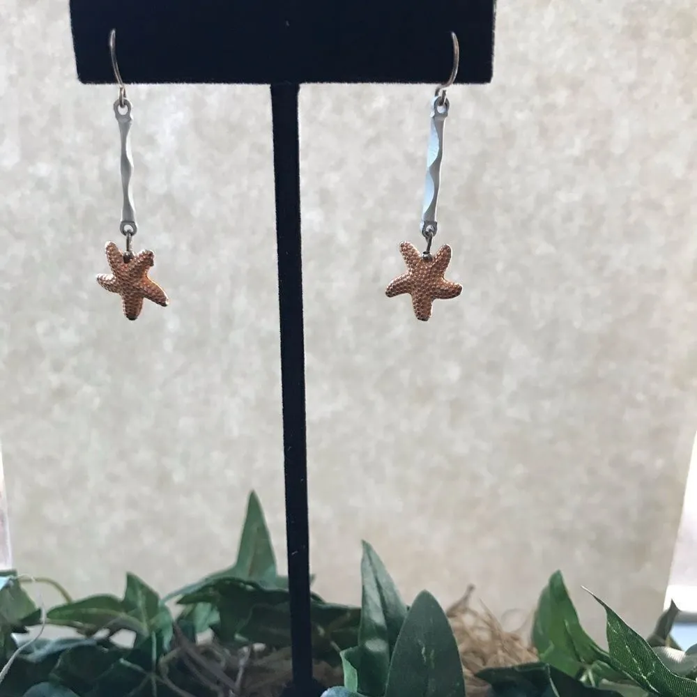 Vintage Starfish Dangle Earrings Pastel Orange NWT White - Image 6