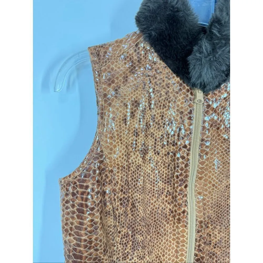 Chico’s reversible faux fur snake print brown puffer vest size 0/small NWOT - Image 3