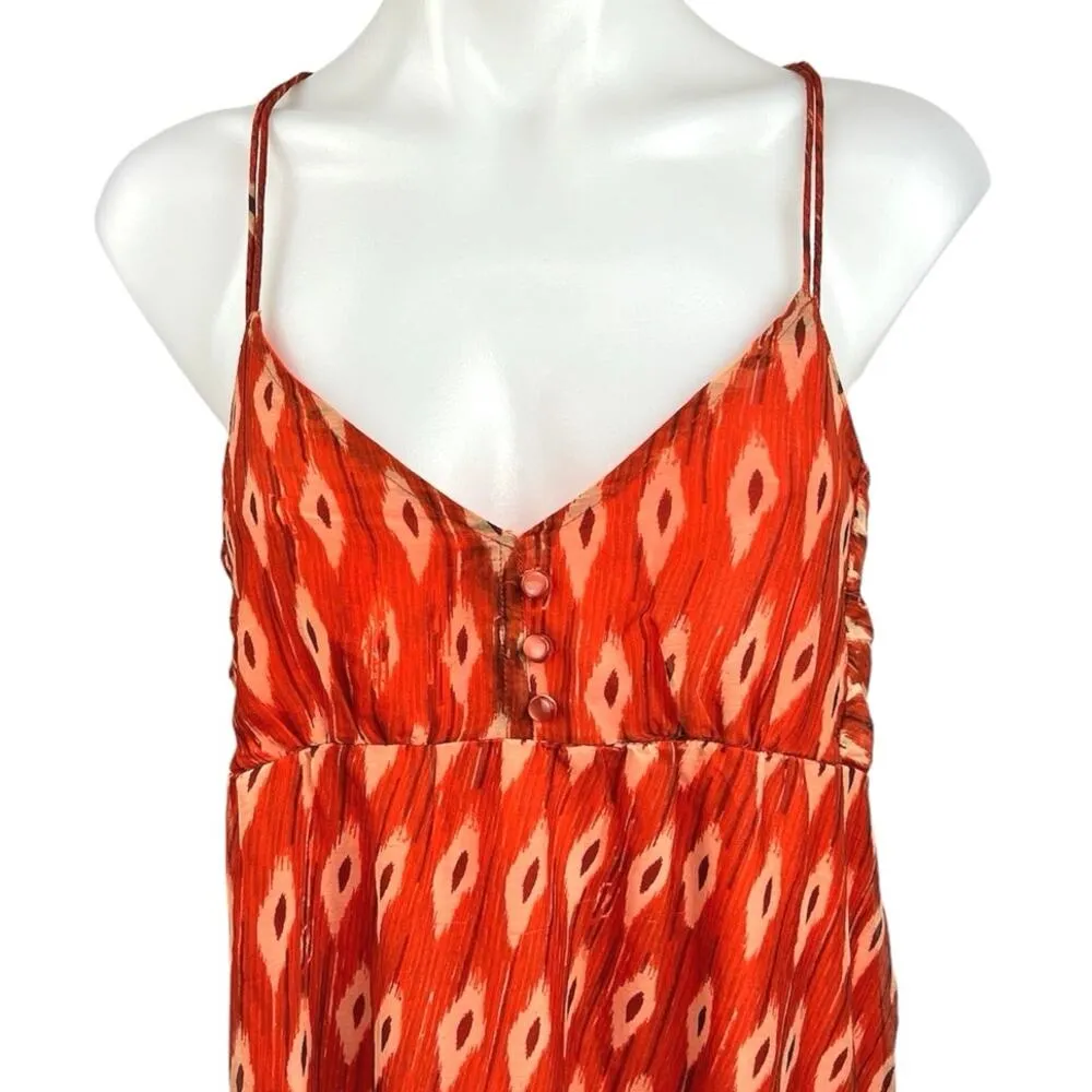 Promod Orange Argyle Diamond Print V Neck Sleeveless Summer Midi Dress Size M Size M - Image 3