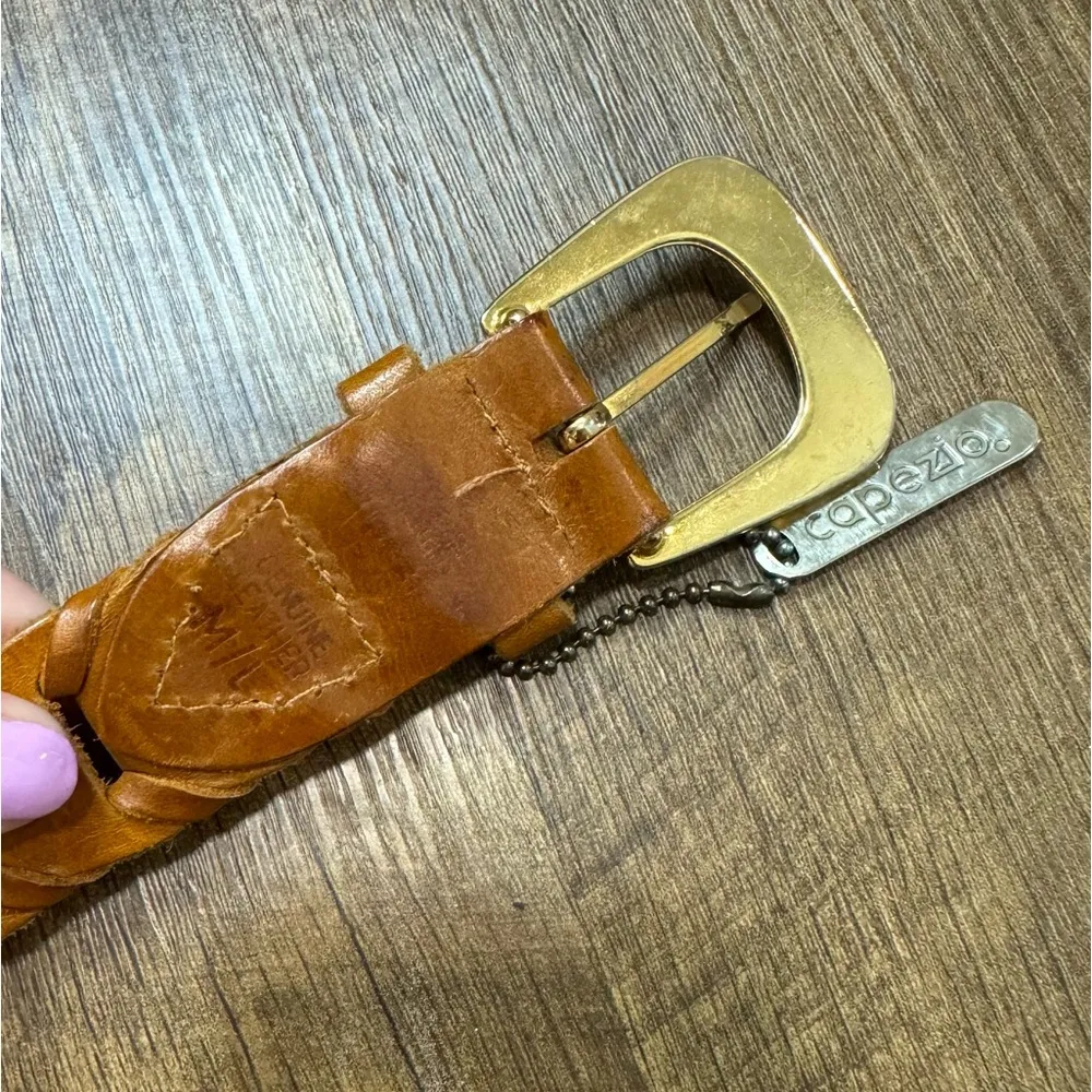 Vtg Capezio Womens 90s Style Leather Woven Link Belt Sz M/L Brown Leather - Image 10