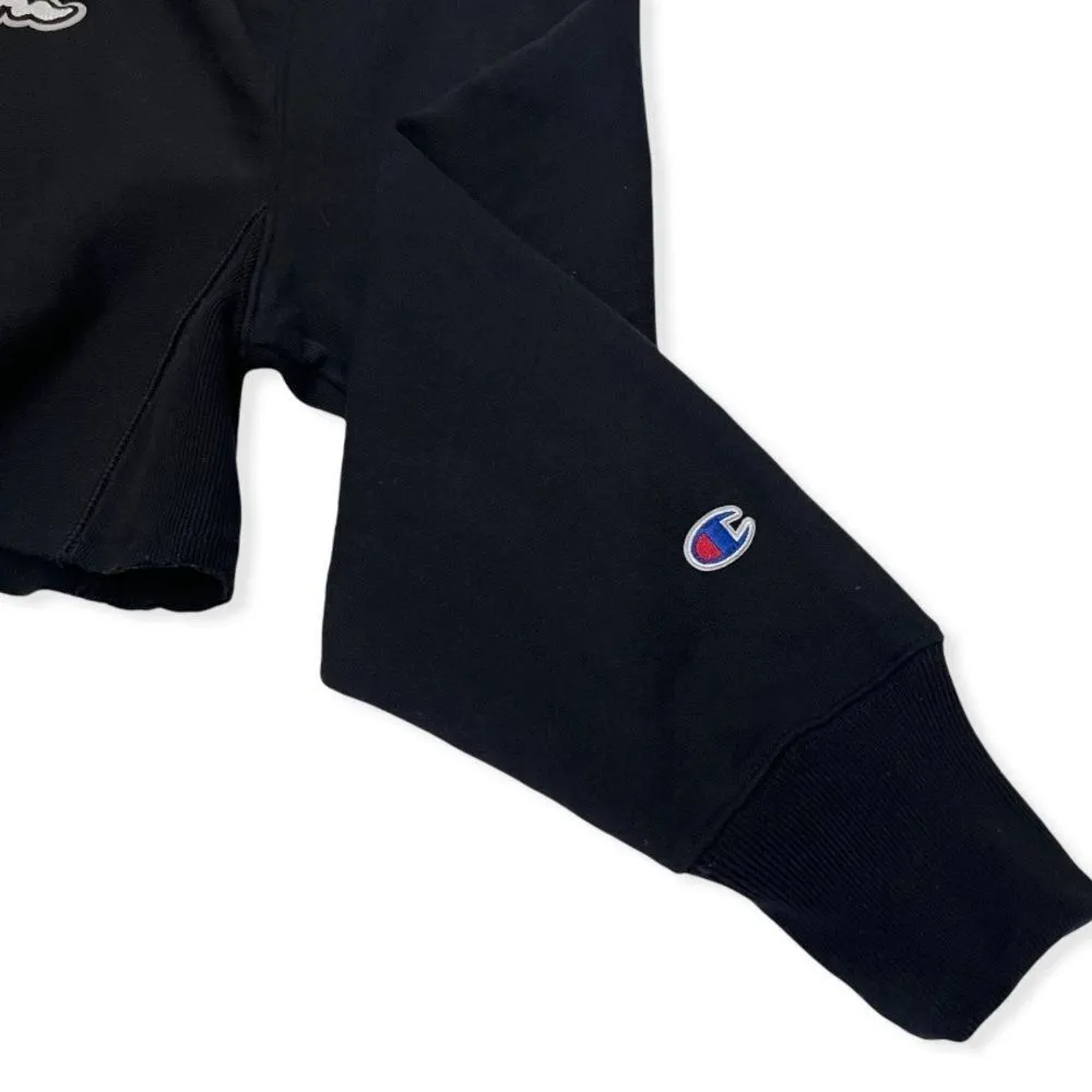 Champion Black Reverse Weave Embroidered Cropped Hoodie Sweatshirt - Image 5