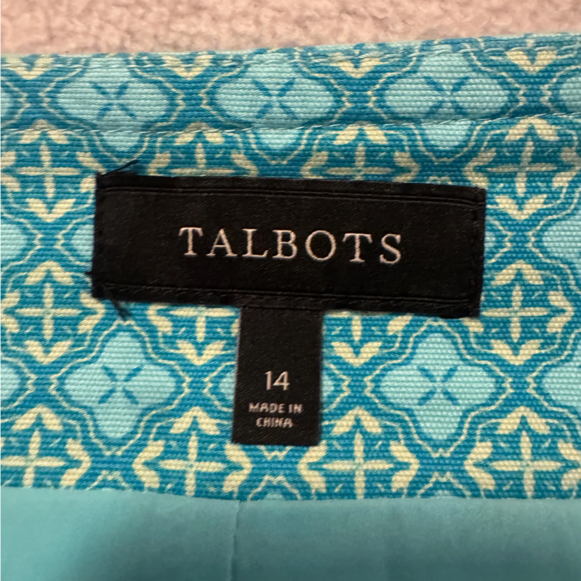 Talbots Aqua Patterned Mini Skirt - Image 3