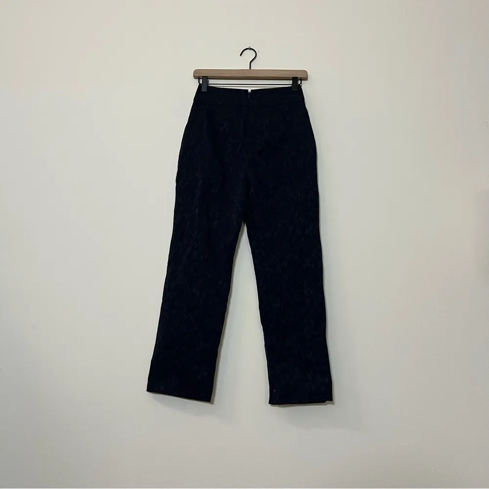 For Love and Lemons Luella Cigarette Pant in Navy Jacquard Floral XS - Image 4