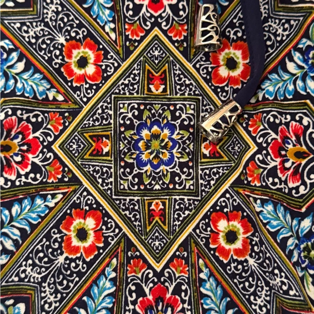 Westport Blue Red 3/4 Sleeve Casual Dress Bohemian boho style size 12 mini dress - Image 9