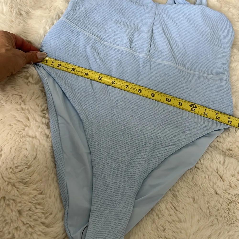 Bella Dahl Knotted Strap Light Blue Textured Swimsuit - Image 8