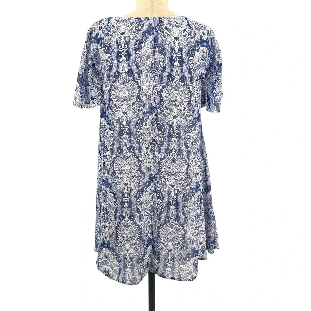 Show Me Your Mumu Kylie Babydoll Mini Dress Teacup Blue‎ White Size Small - Image 7