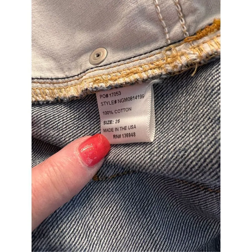 Nasty Gal Blue Button Fly Distressed Ripped Boyfriend Jean Sz 26 Punk Grunge NWT - Image 5