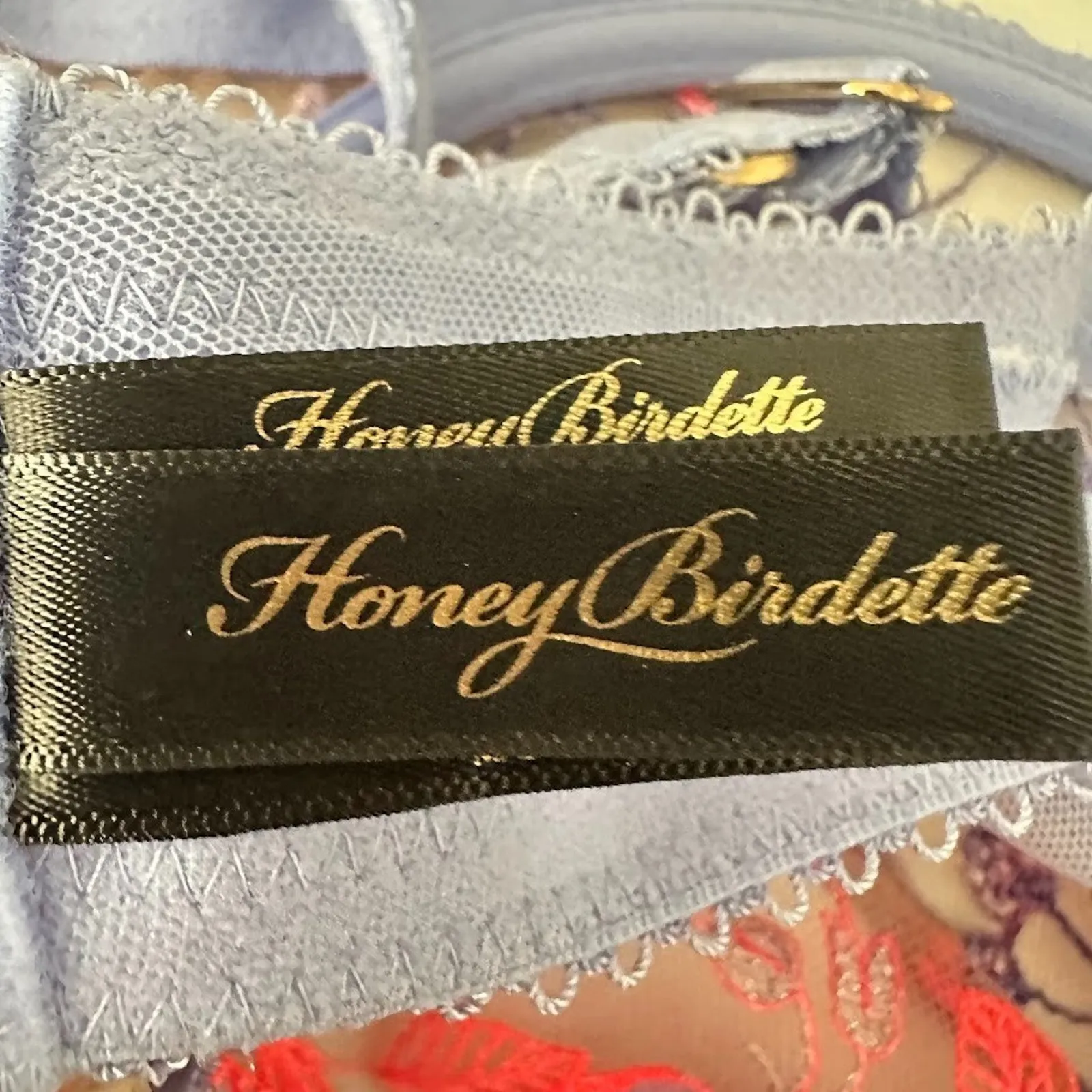 Honey Birdette Isabella Bra 38DDD/F Lingerie Embroidered Floral Sheer Underwire Purple Size undefined - Image 8