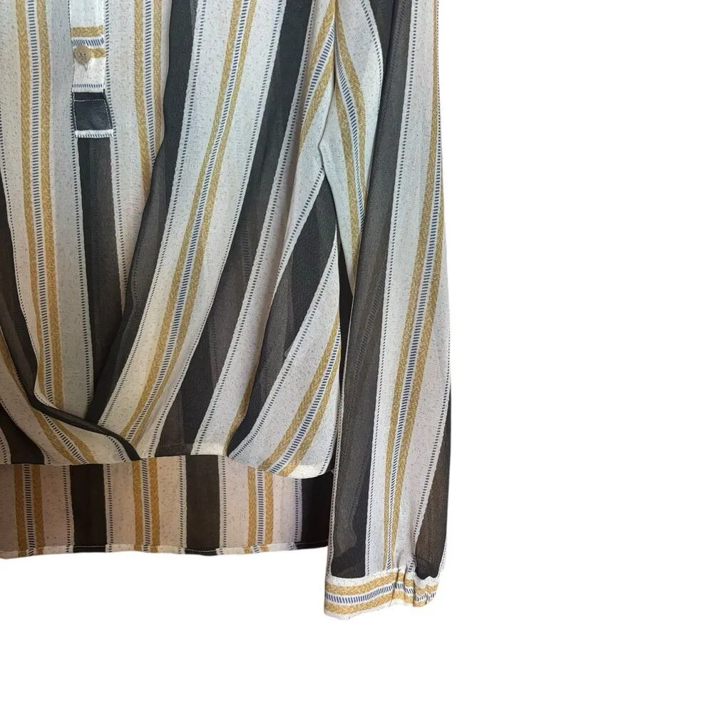CAbi Caliber Blouse Style 4339 Womens Medium Multicolor Stripe Top Semi Sheer - Image 5
