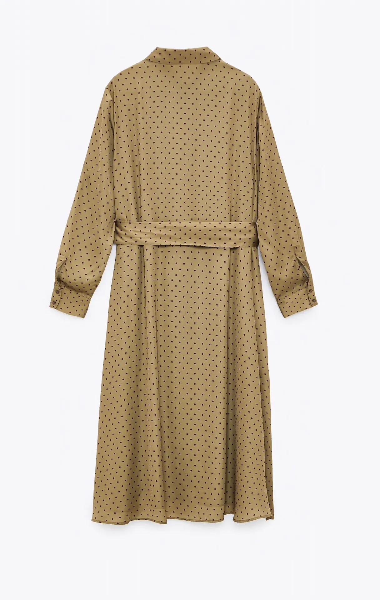 Polka Dot Satin Button Down Midi Dress - Image 5
