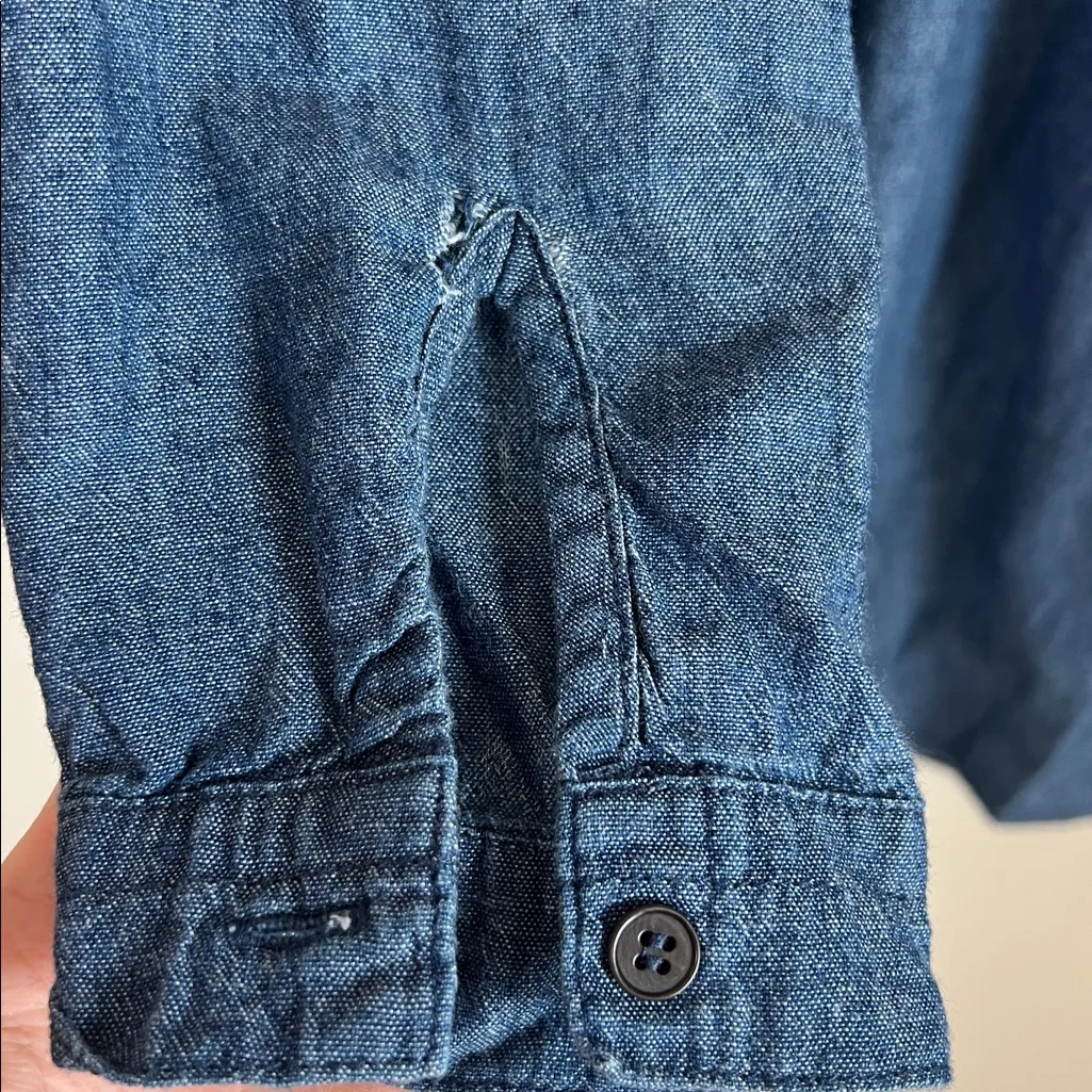 CP Shades Indigo Cotton Twill Tunic Shirt Sz Medium - READ Pockets Lightweight - Image 7