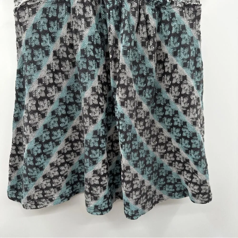 Free People Gray Blue & White Short Sleeve Scoop Neck‎ Knit Tunic Dress Size S - Image 3