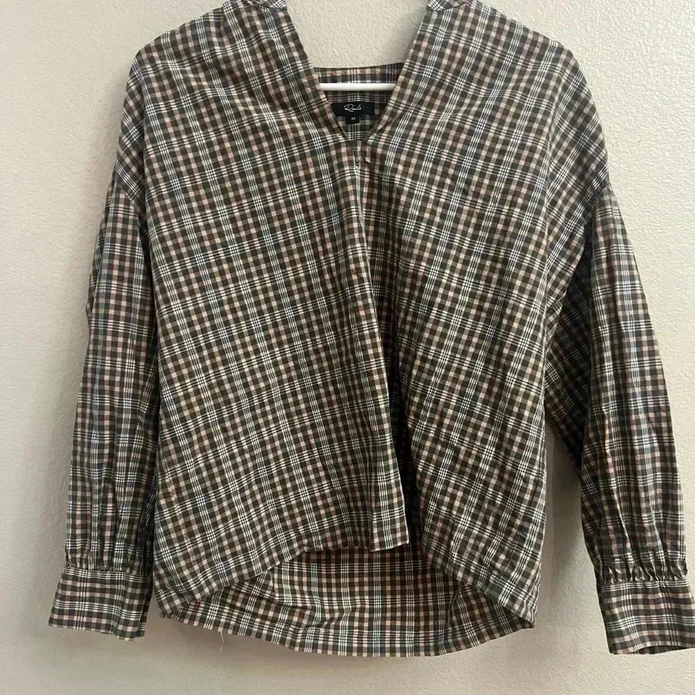 RAILS VERA BLOUSE IN MIDNIGHT MELON XS PLAID long sleeve poplin scoop hem womens - Image 4