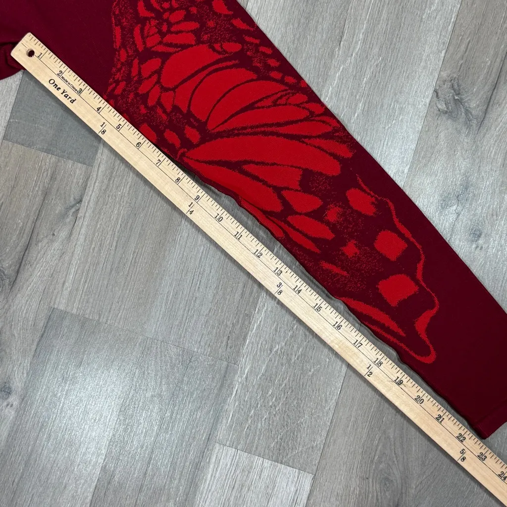 Fabletics High Waist Seamless Butterfly Wings Crop Leggings Burgundy Red‎ Small - Image 13