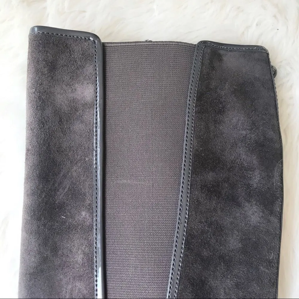 DONALD PLINER Suede Knee High Boot Chunky‎ Heel Round Toe Taupe Gray Size 6.5 Gray - Image 7