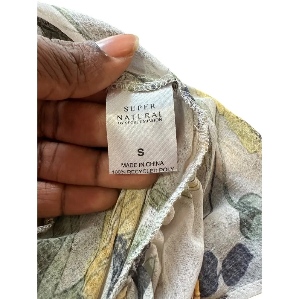 Floral Maxi Dress Ruffle Hem Open Back By Super Natural By Secret Mission READ Yellow - Image 12