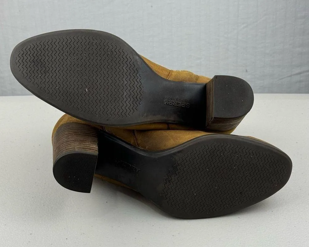 Sperry Top Sider Dasher Booties Women Size 8.5 Brown Western Boho Leather Boots - Image 14