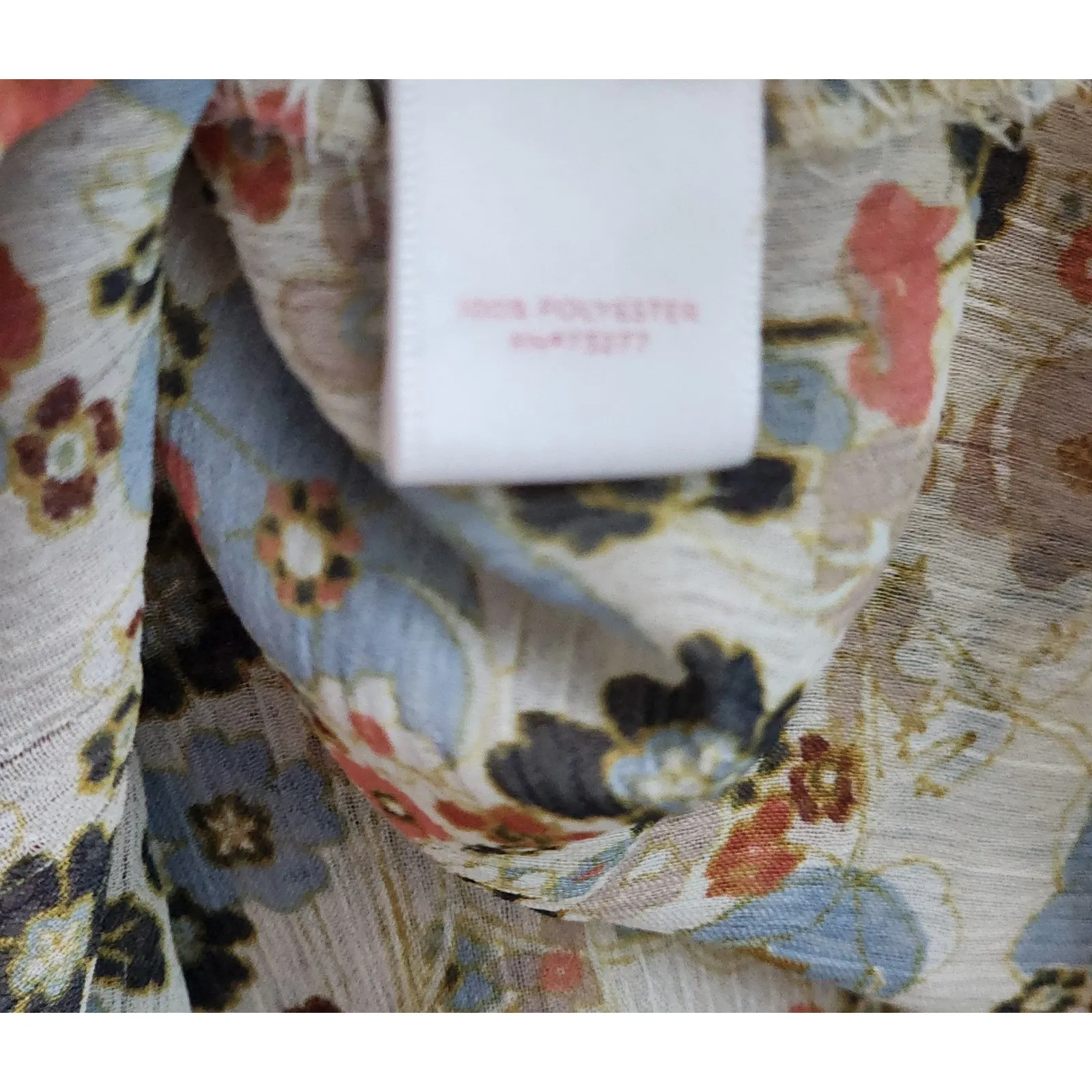 Lauren Conrad Floral Pleated Sheer Blouse Women's Size‎ L Long Sleeve Top - Image 5