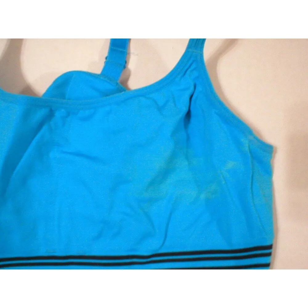 Womens Athleta Yoga Pilates Top Bra Adjust New Seamless Anti stink L Blue Black - Image 2