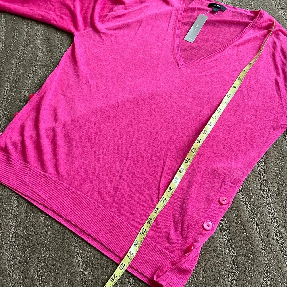 🩷 NWT J.Crew sweet briar pink linen loose V-neck beach sweater - Image 6