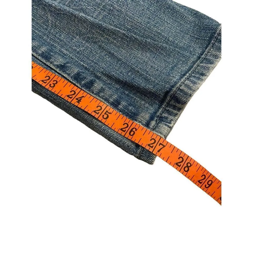 Delias Morgan Low Rise Distressed Jeans Straight Leg Medium Wash Denim Blue Size 4 - Image 10