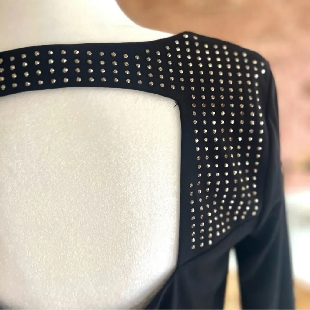 NWT WHBM Dress Black Studded Cutout Back Sheath M Cocktail Party Mini LBD Chic - Image 14