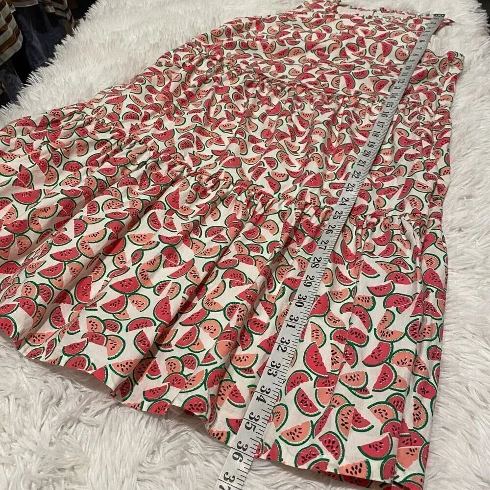 J Crew Cotton Tiered A Line Dress in Watermelon White Pink Size 4 White - Image 5