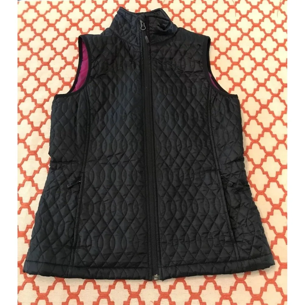 Lands End Women's Vest Black Sleeveless Full Zip Quilted Casual Puffer Small G5 - Image 7