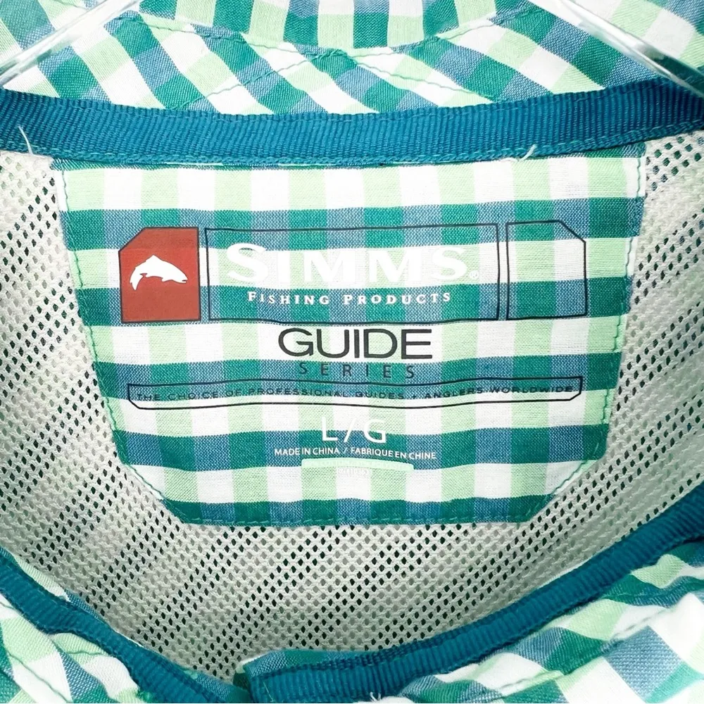 Simms Guide Series Vented Pearl Snap Button Down Fishing Top L Green Size L - Image 5