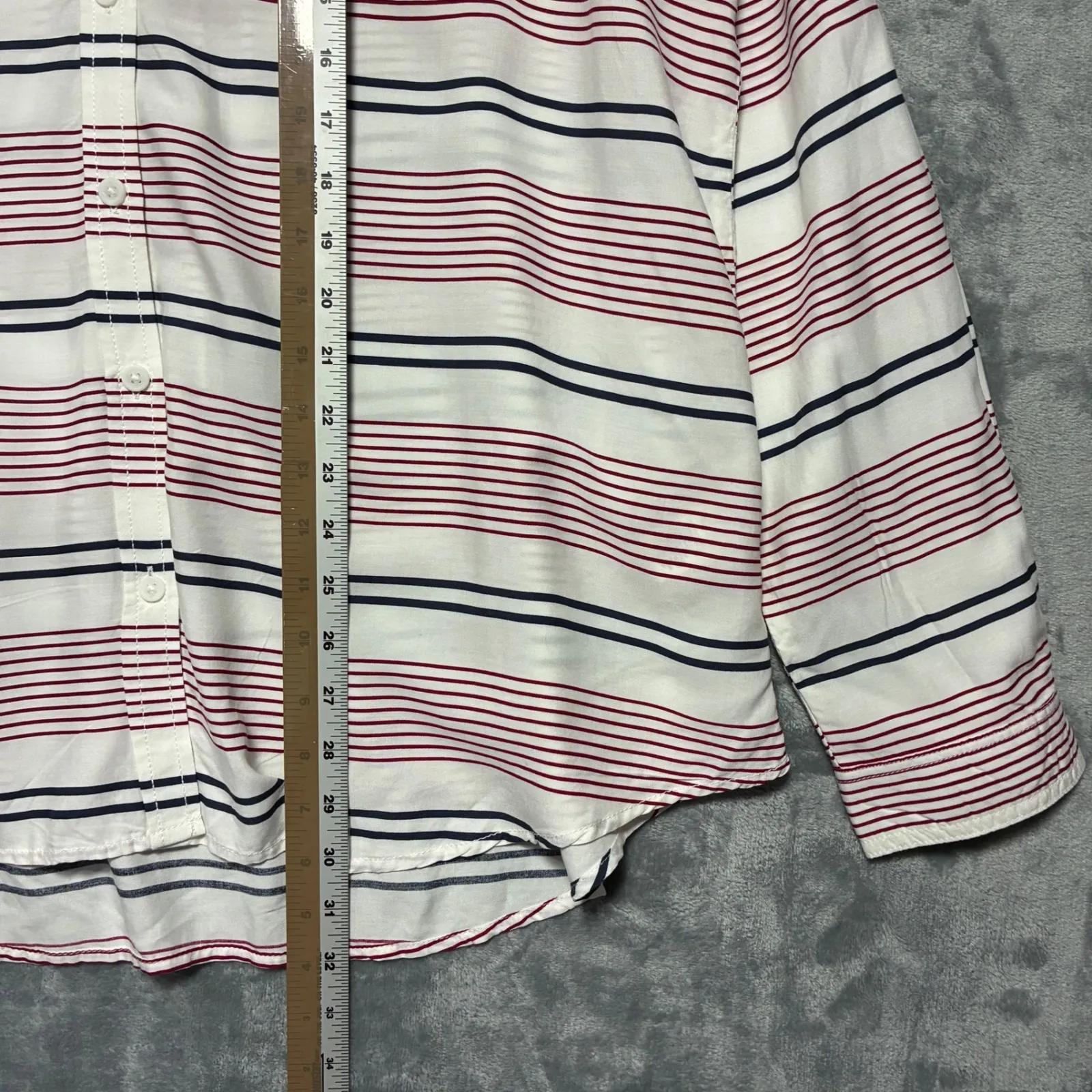 NWT Beach Lunch Lounge Striped Button Down Light Weight Shirt Women's XL White - Image 9