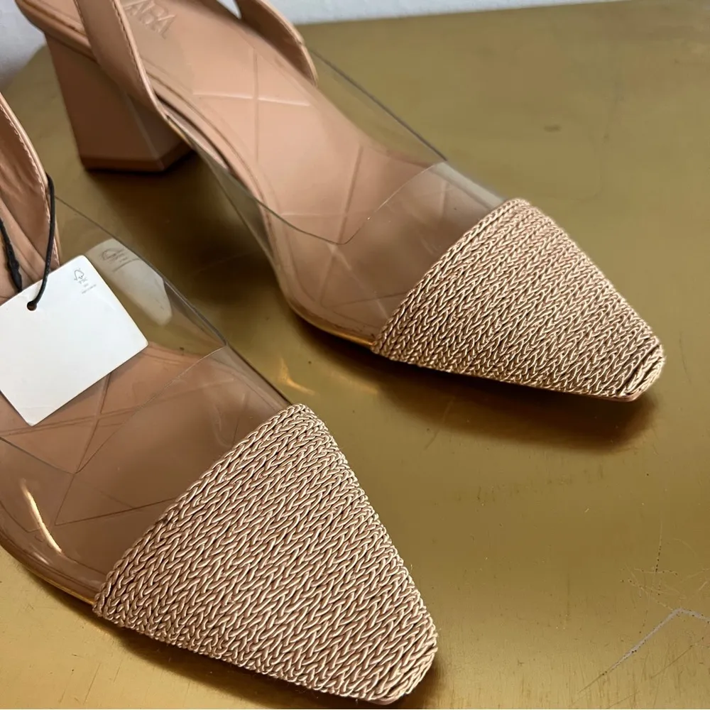 Zara Tan Neutral Clear Slingback Heels Size 9 Minimalist - Image 5