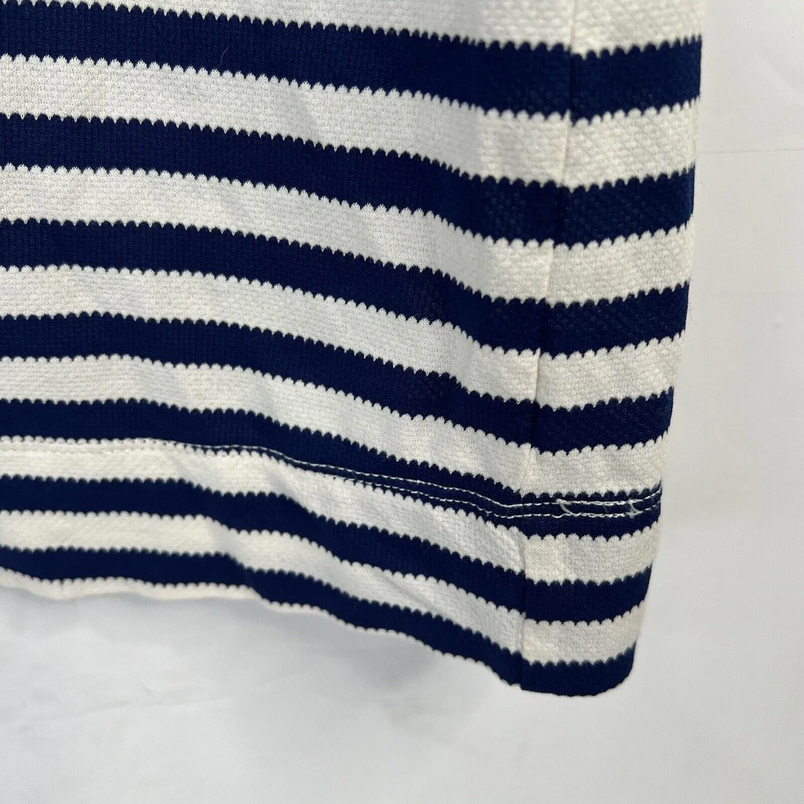 See By Chloe Size 4 Shift Dress Striped Blue White Ruffle Front Nautical Resort - Image 8