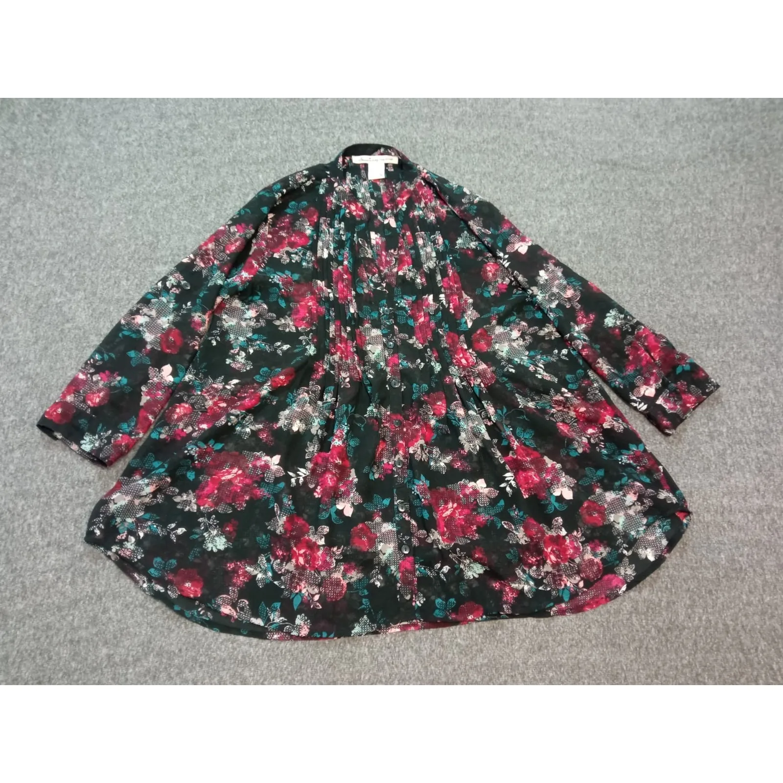 American Rag Women's Blouse Sheer Floral Dark Romance Fairygoth Grunge Size S Black - Image 2