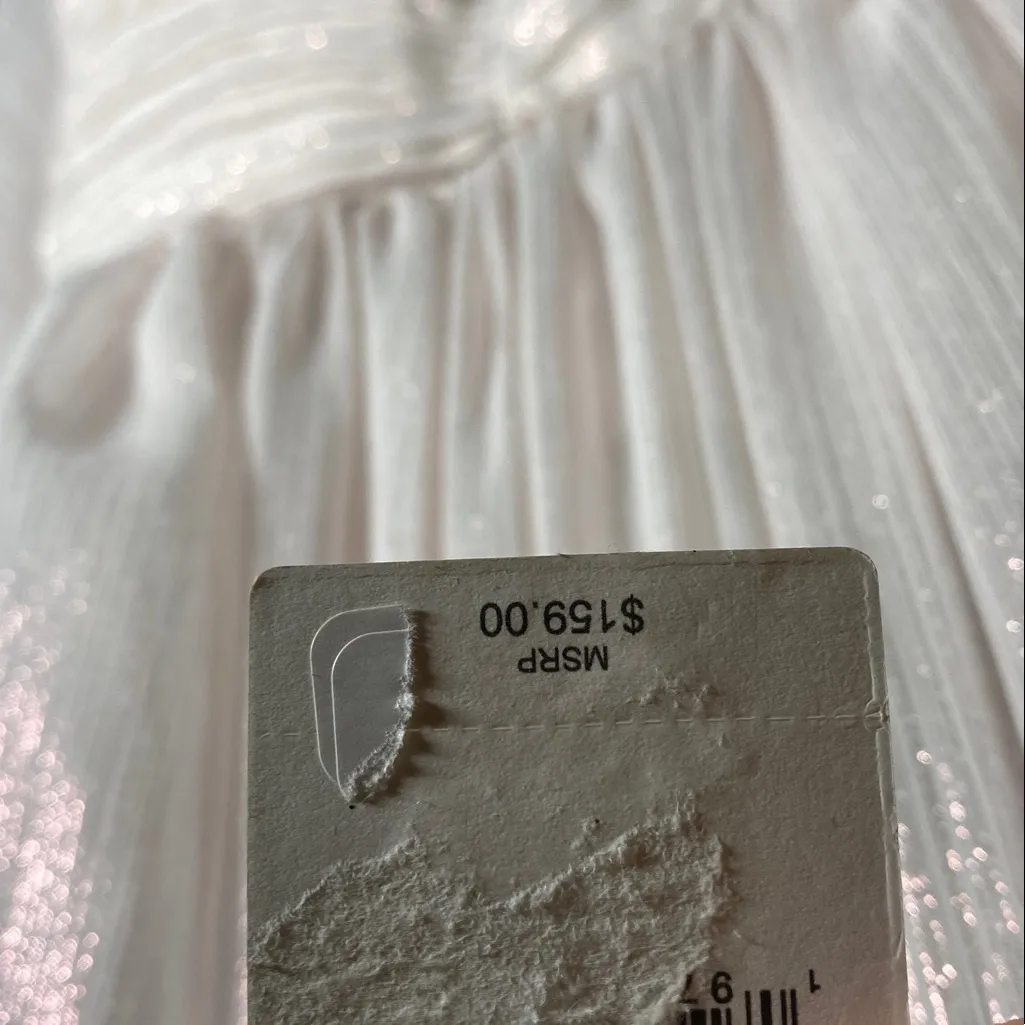 A Loves A Metallic Chiffon Feather Trim Ruched Drew’s. - Image 9