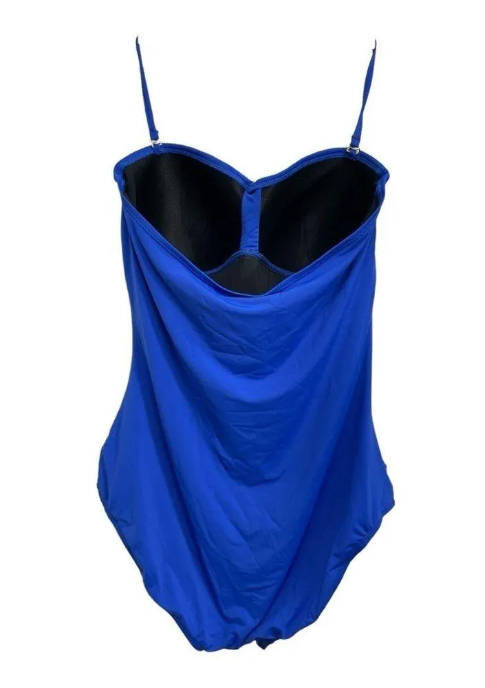 Hilor Women's Bandeau One Piece Swimsuits Front Twist
Ruched Bathing Suits 8 Blue - Image 8