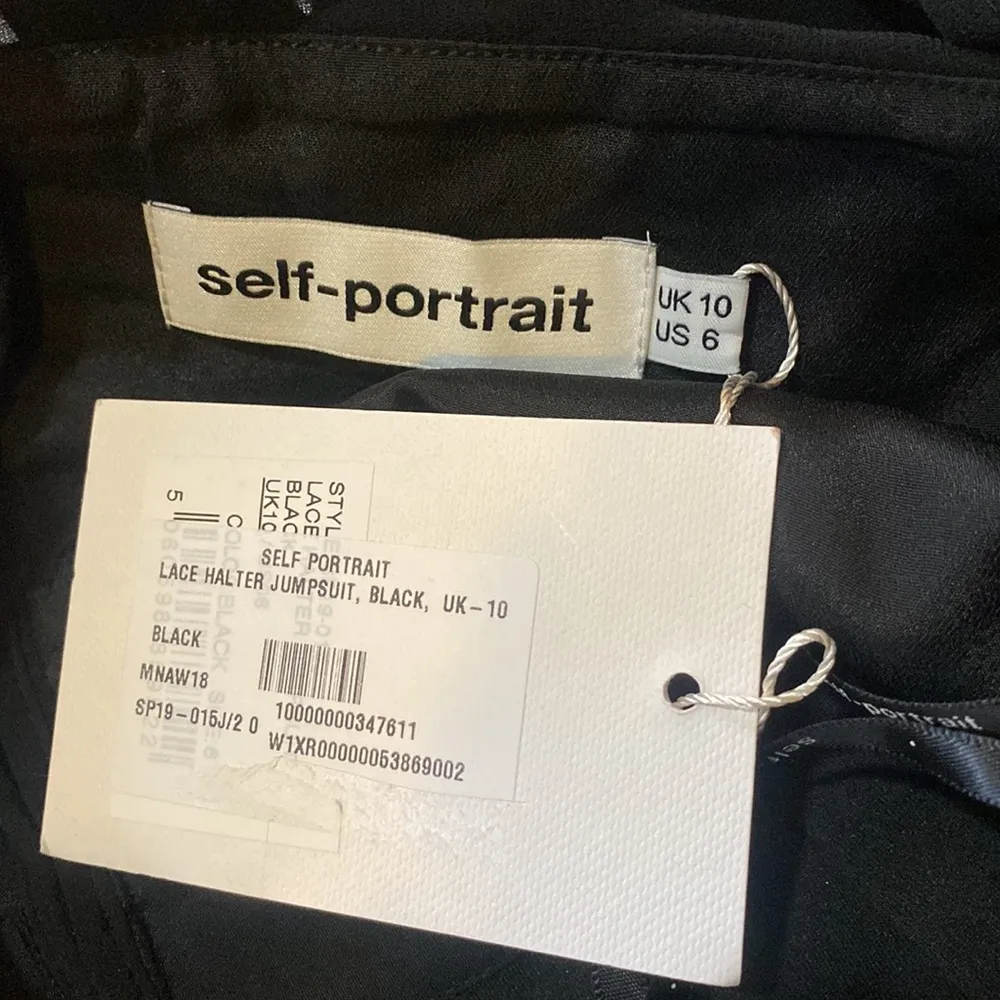 SELF-PORTRAIT Black Lace Halter Jumpsuit size US 6 - Image 4