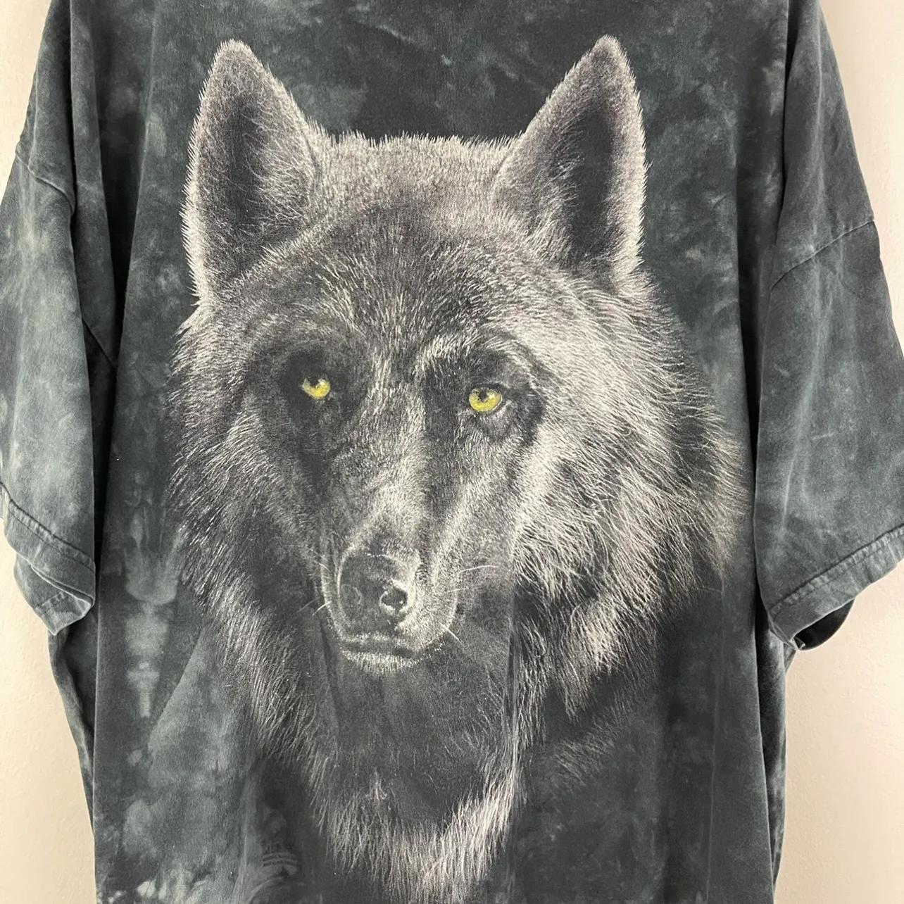 Vintage Black Grey Wolf Graphic Tie Dye Oversized Short Sleeve Tee - Image 4