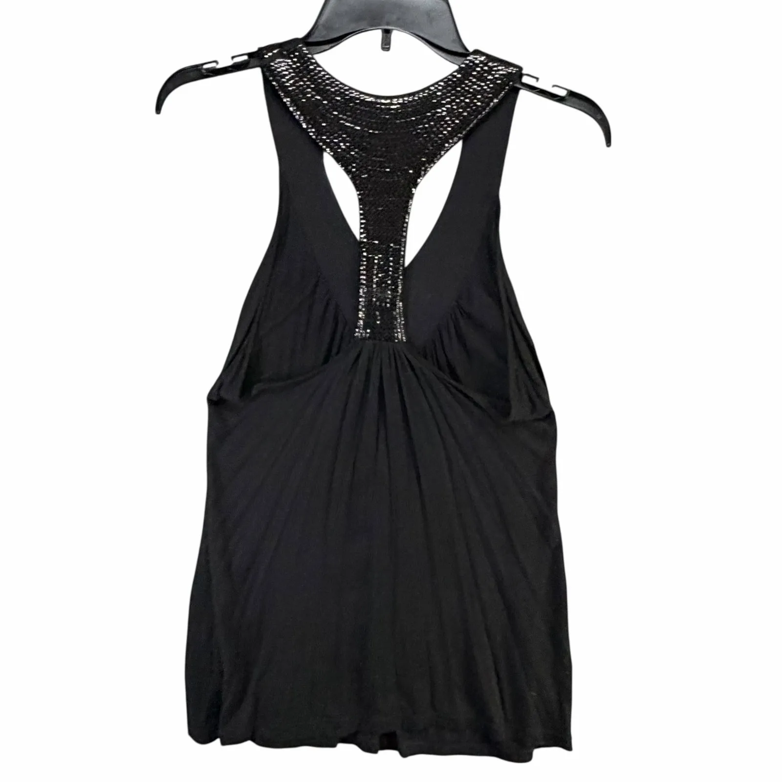Romeo & Juliet Couture Top Womens M Black Embellished Racerback Flowy Boho Glam - Image 5