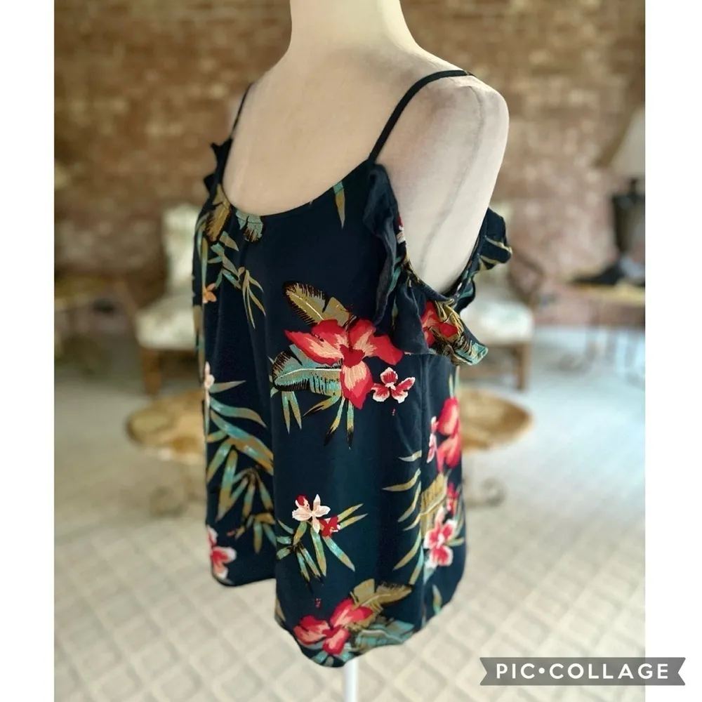 Roxy Dreamland Groove Top Blue Floral Cold Shoulder S Boho Chic Garden Party - Image 5