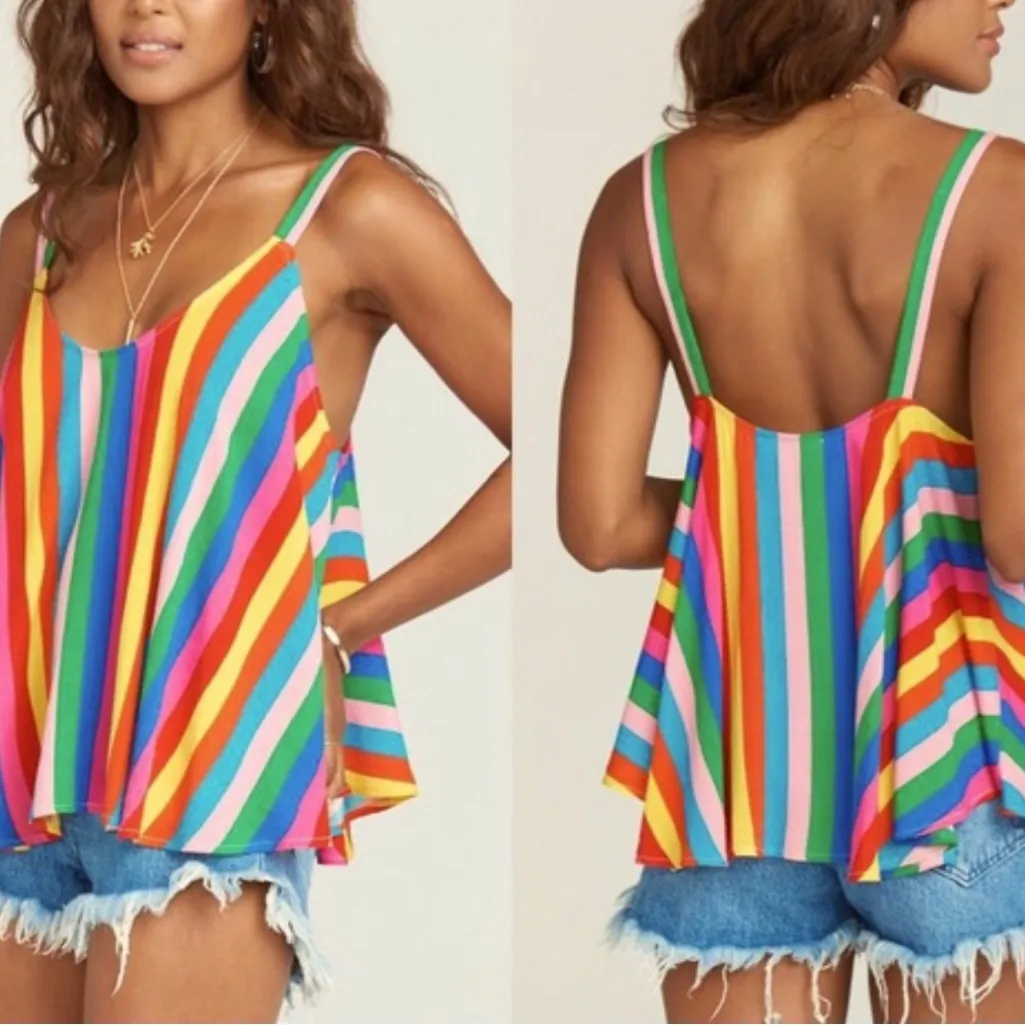 Show Me Your Mumu Tulum Large Tank Striped Shirt Summer Casual - Image 2