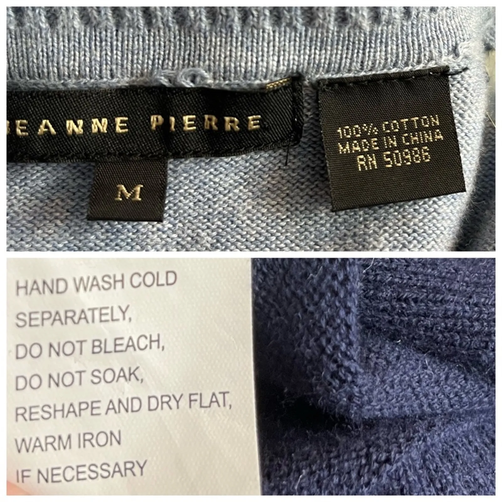 Jeanne Pierre Women's Tunic Sweater Folded Zip Cowl Neck Blue Color Block Size M - Image 13