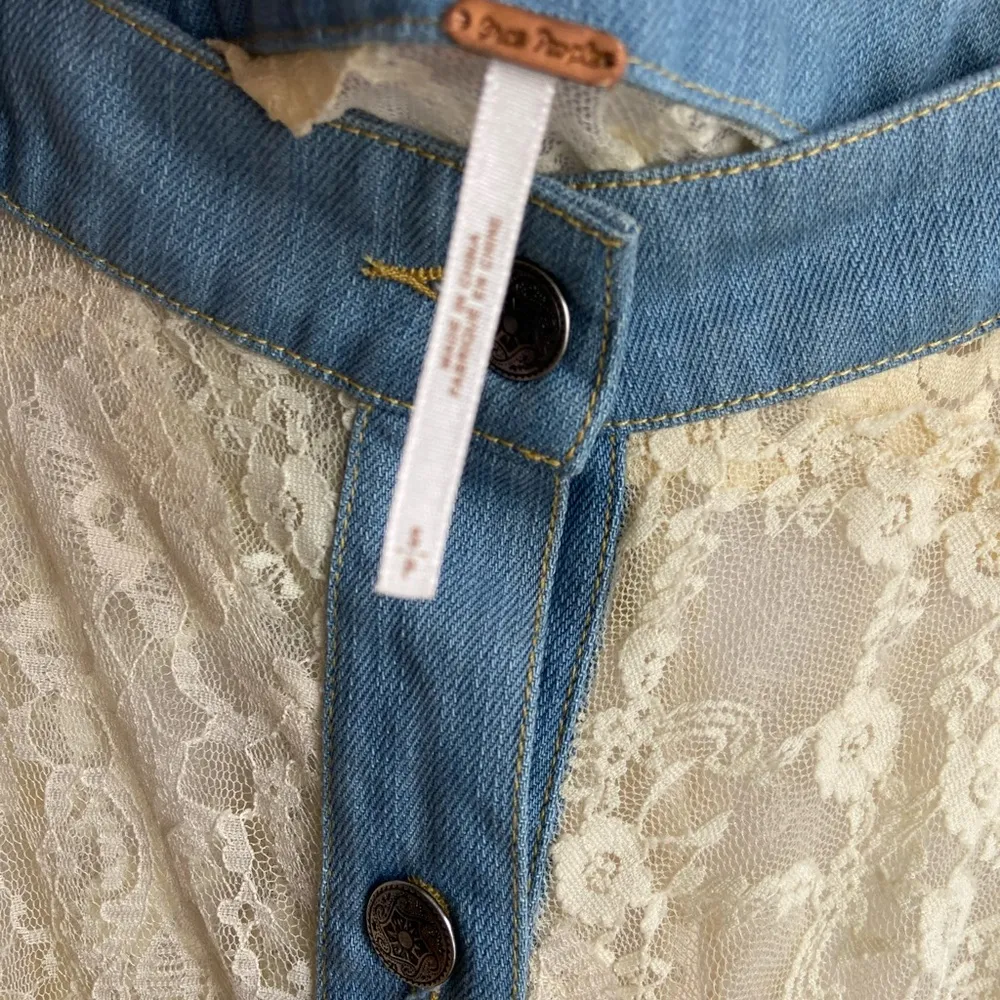 Free People Denim laced see through skirt S - Image 3