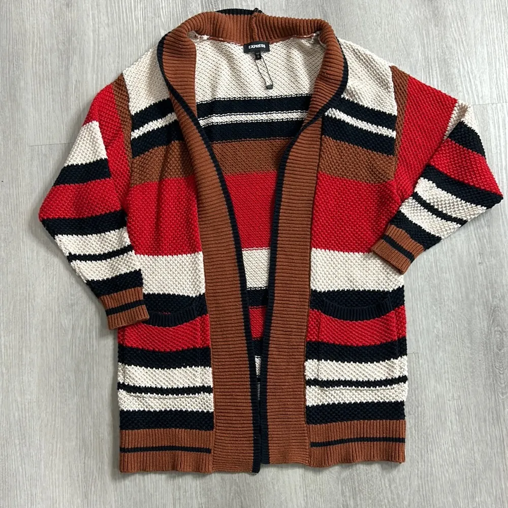 Express • color block open front knit cardigan - Image 6