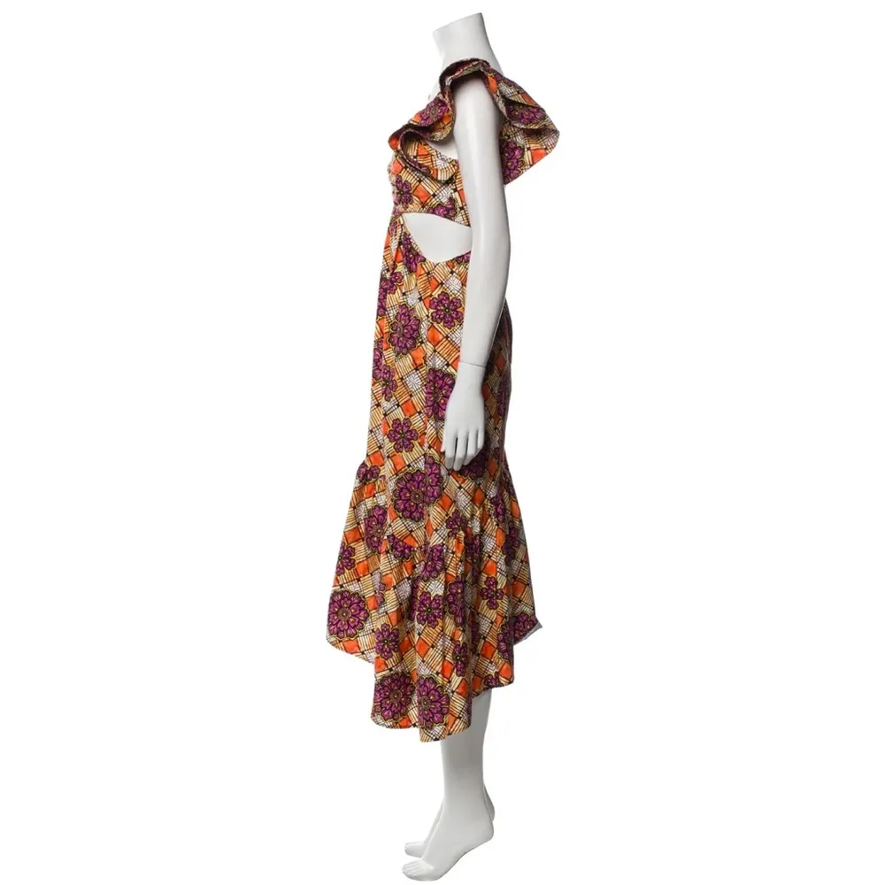 NWOT AUTUMN ADEIGBO Chioma Floral Tropical Print Handkerchief Hem Dress Size 4 Purple - Image 12