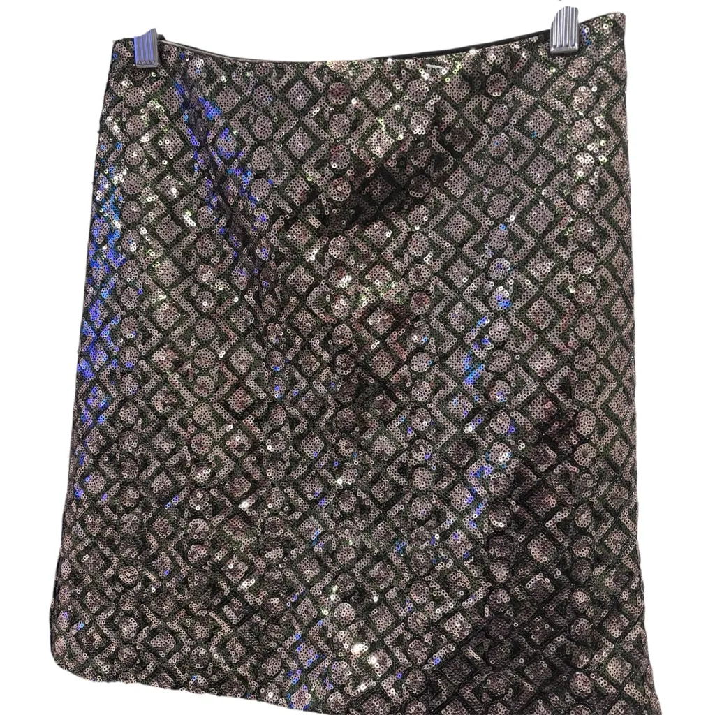 Banana Republic Women's Size 0 Green Gold Geometric Print Sequin Mini Skirt - Image 4